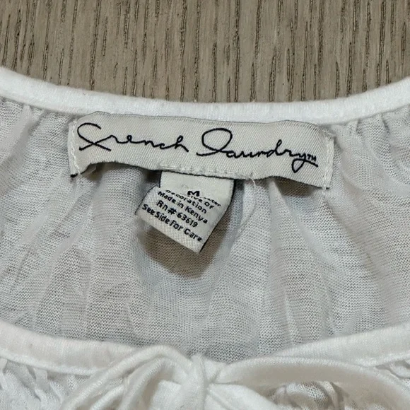 French Laundry Medium White Lace Trim Crinkled Women's Top - Picture 9 of 9